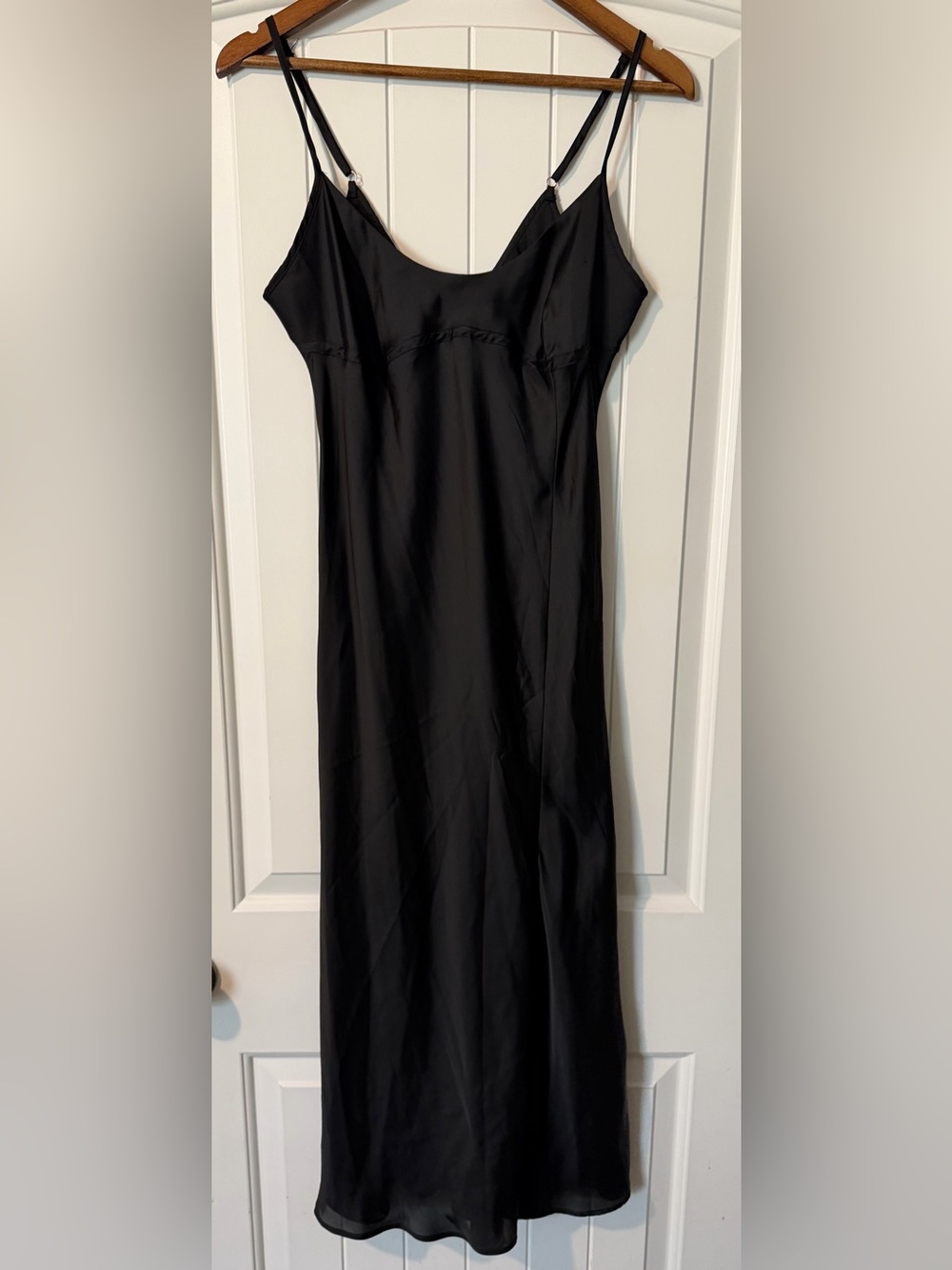 Free People Black Satin Slip Midi Dress